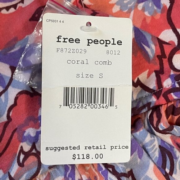 FREE PEOPLE Beaded Floral Coral Comb Dress, Size Small - NWT - Picture 9 of 9